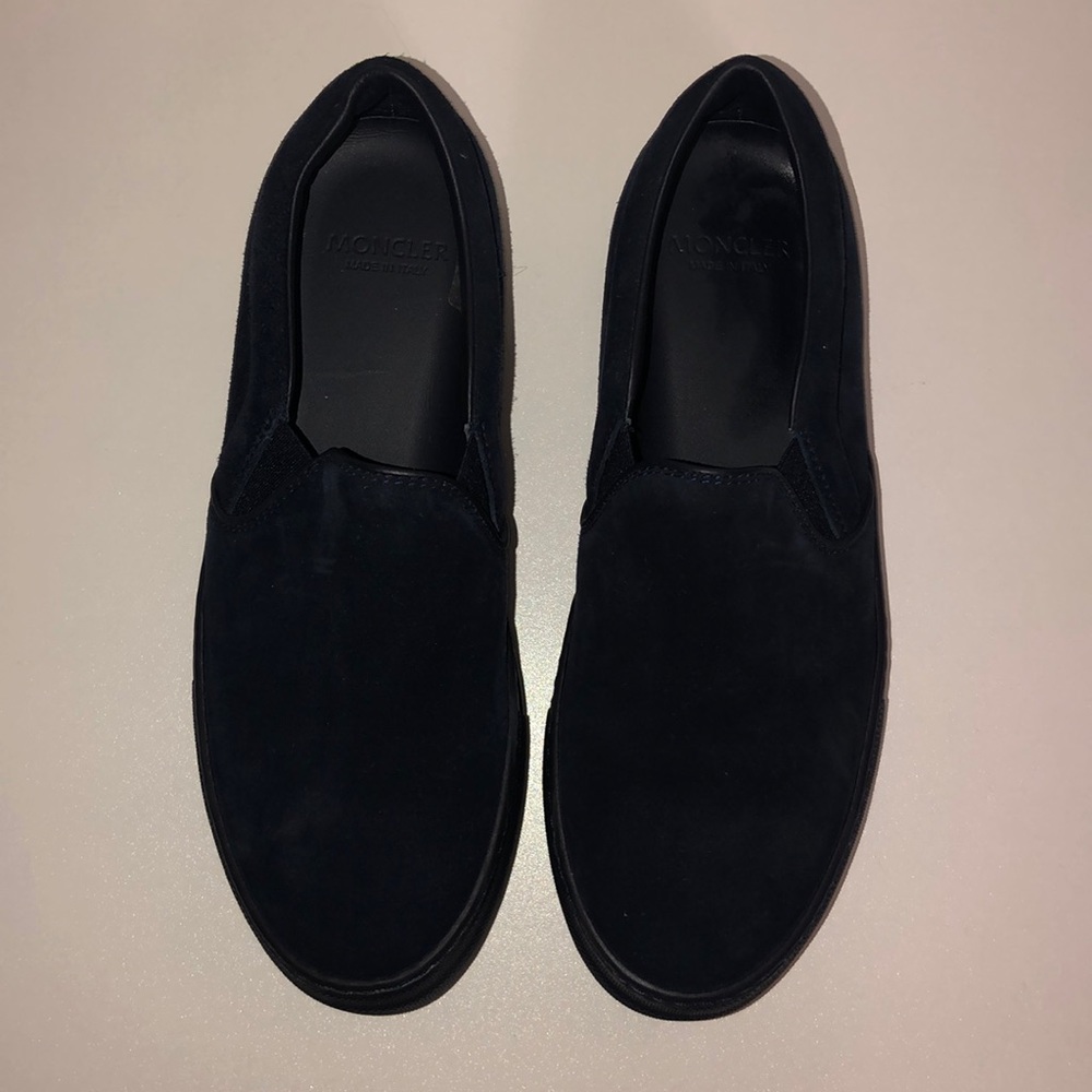 blue suede moncler sneakers.